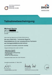 Mitarbeiterzertifikat<br>Sachs - TRGI 2018